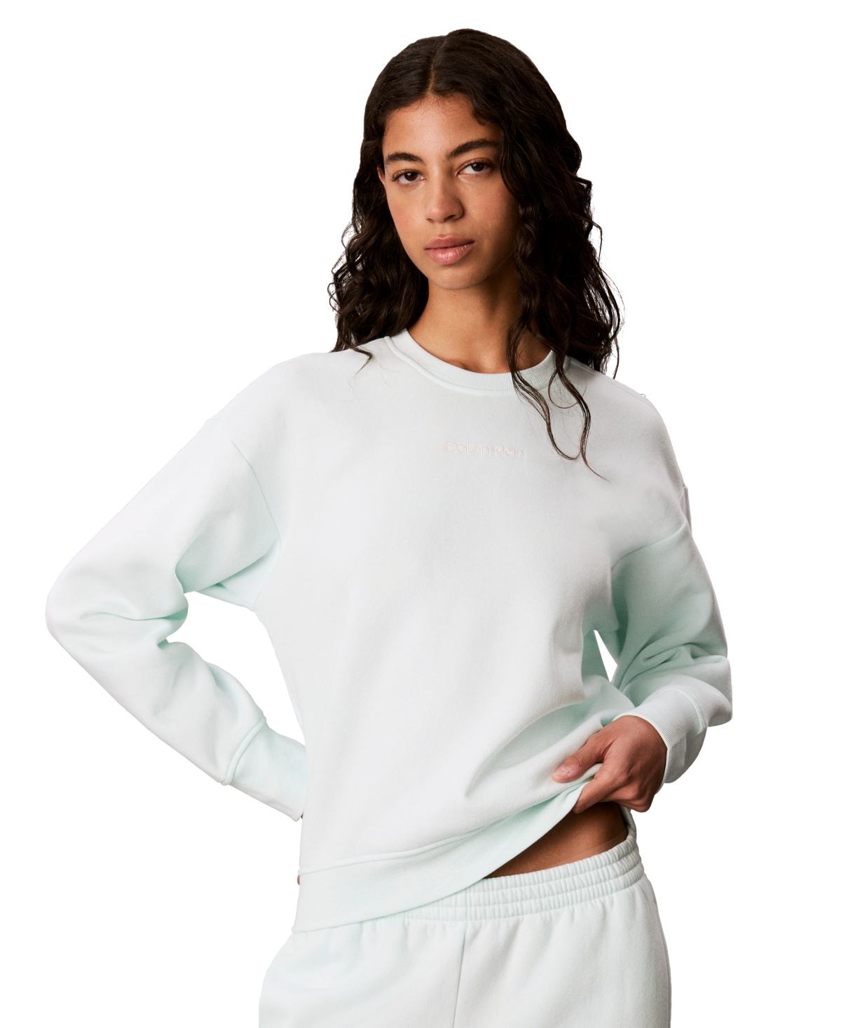 Calvin Klein Performance Women's Crewneck Long-Sleeve Sweatshirt - Blue Glass