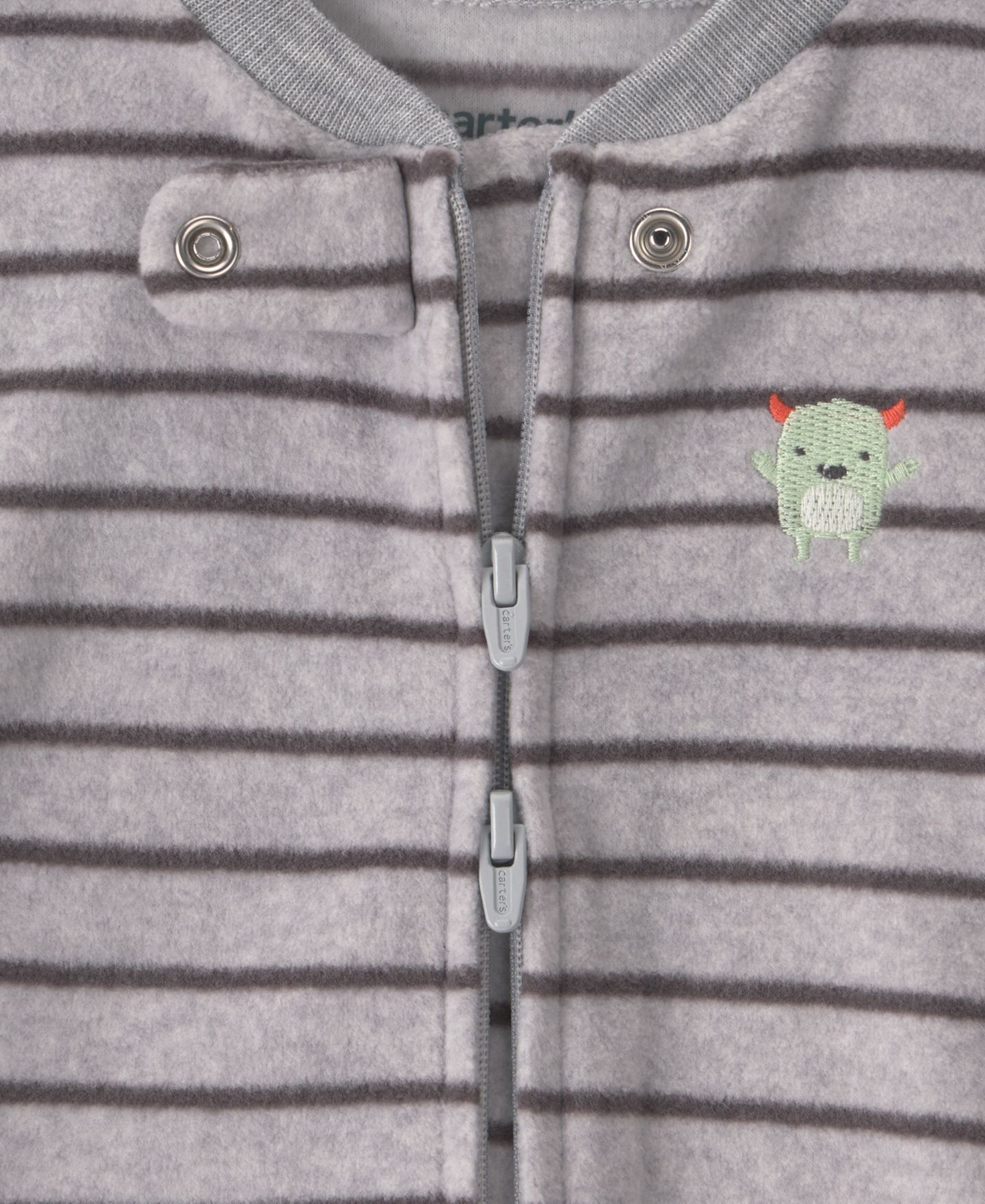 Детский флисовый комбинезон для сна Carter's Monster Striped на двусторонней молнии, цвет: Серый — фото 6