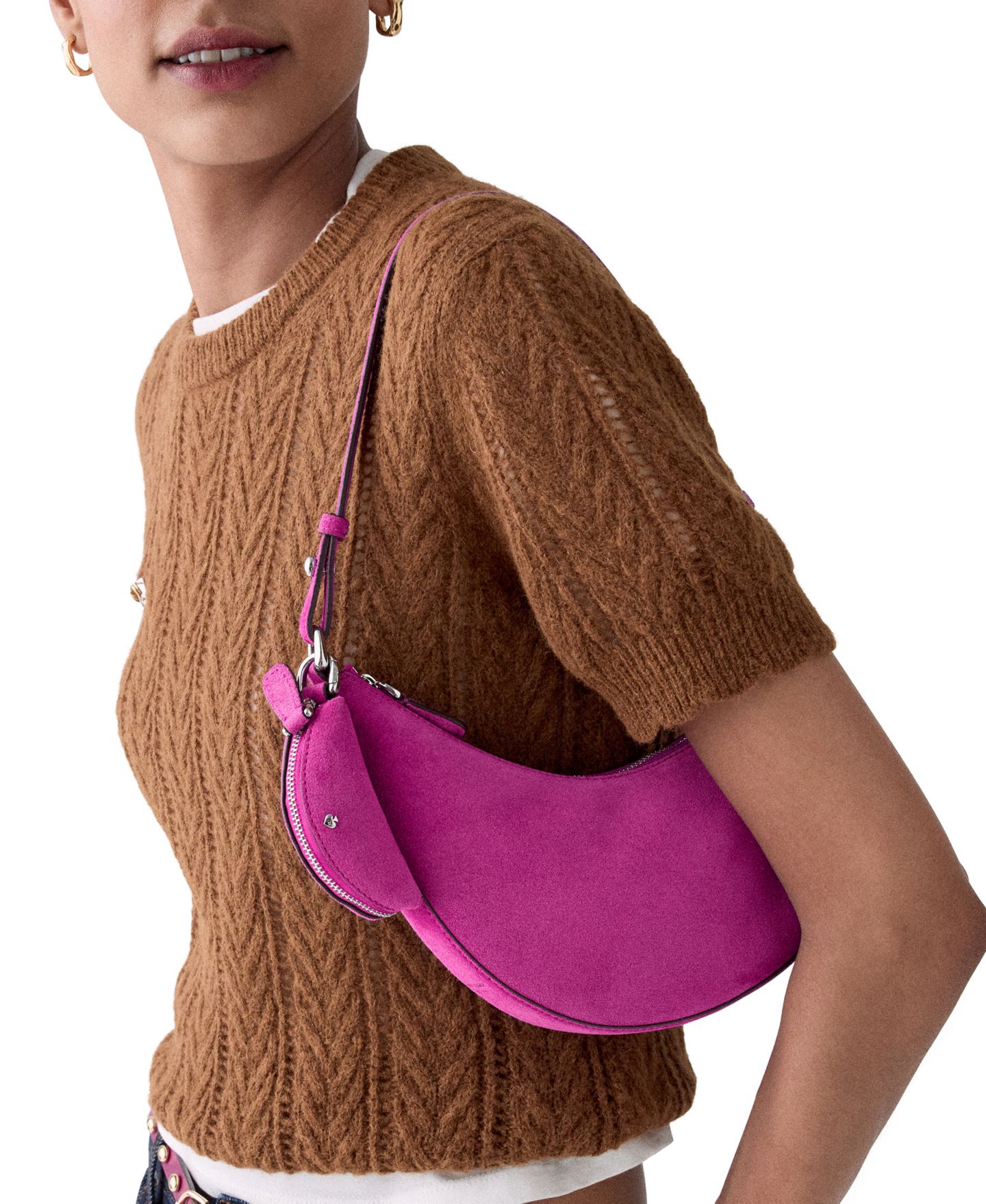 Женские сумки kate spade new york Duo Small Suede Shoulder, цвет: Свекольный — фото 10