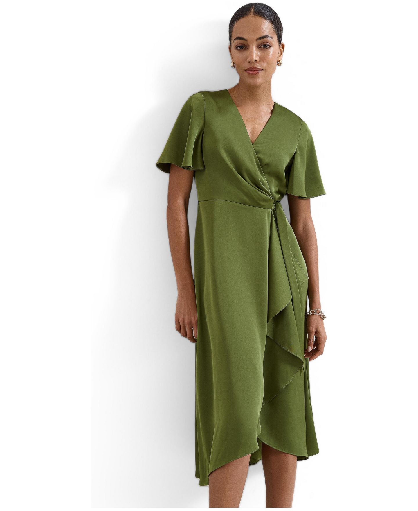 Женское платье Phase Eight Julissa V-Neck Satin, цвет: Зелёный — фото 4