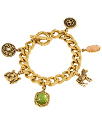 Imitation Pearl and Banded Agate Raina Charm Bracelet