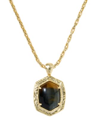 14k Gold-Plated Tiger Striped Daphne Long Pendant Necklace 