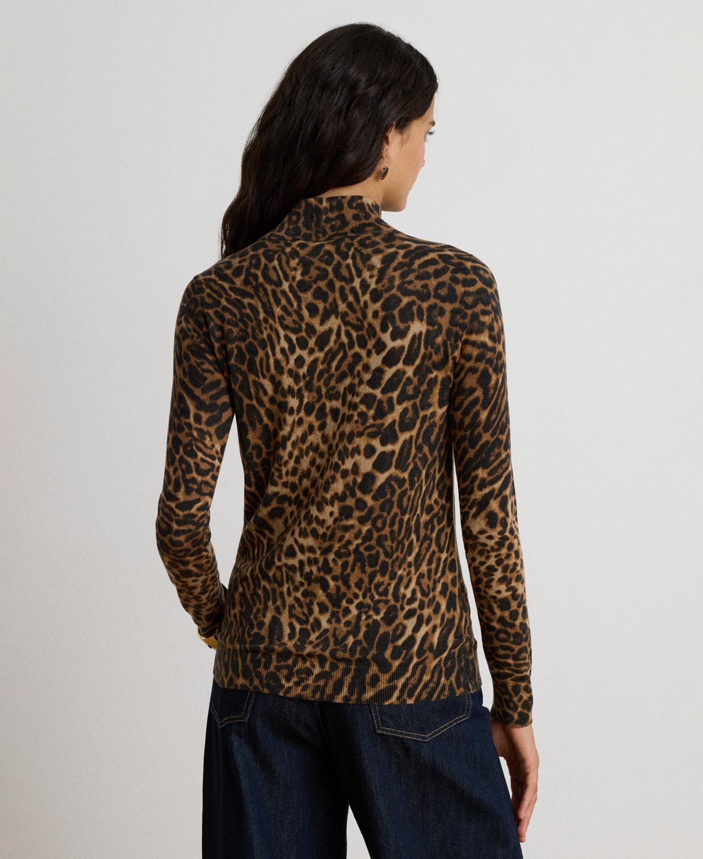 Женский свитер Lauren Ralph Lauren Ocelot-Print Mock Neck Long-Sleeve Sweater, цвет: Рыжевато-коричневый разноцветный — фото 5