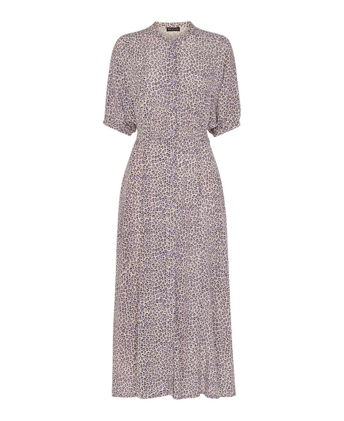 Женское платье Whistles Dashed Leopard Midi Short-Sleeve Dress, цвет: Сиреневый / Разноцветный — фото 4