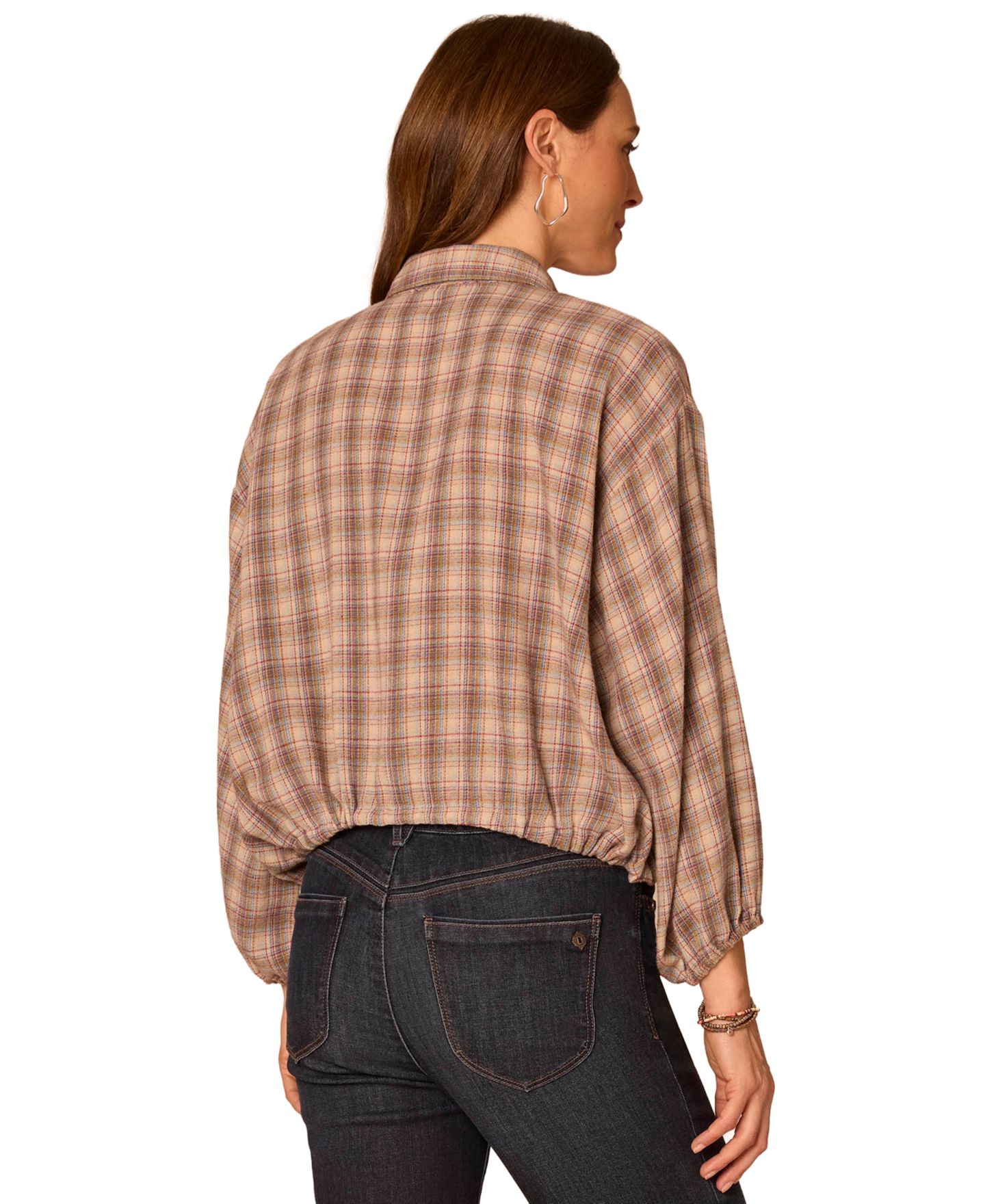 Женская блузка Democracy Petite Plaid Ruffle-Front Bubble-Hem Woven Blouse, цвет: Каменный синий / Мятный — фото 4