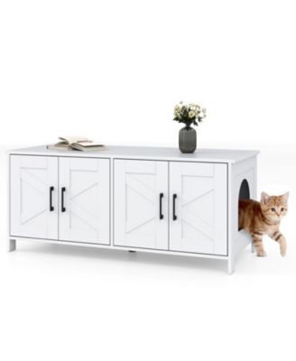 48 in Cat Litter Box Enclosure for 2 Cats with Barn Doors and Large Tabletop