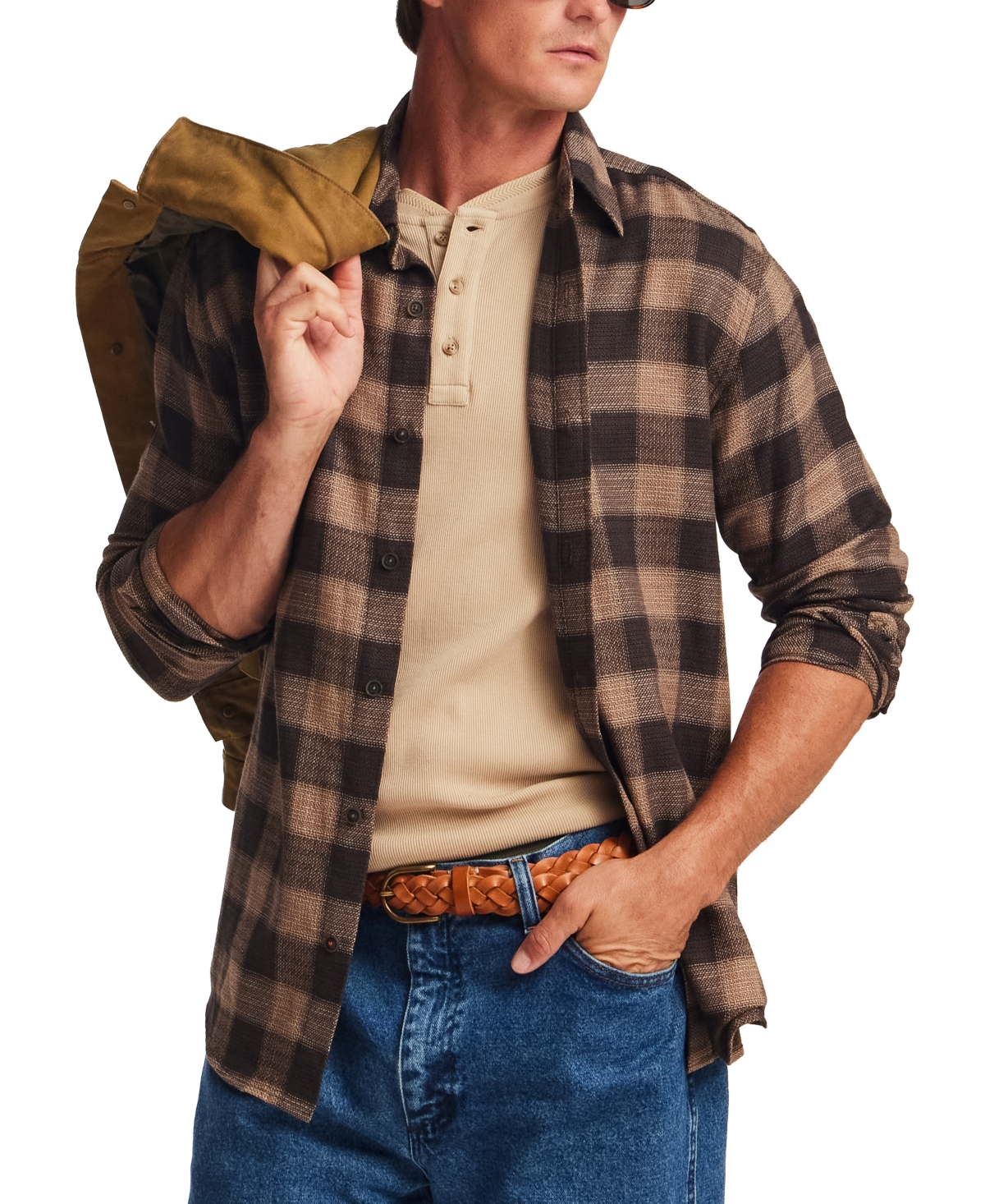 Weatherproof Vintage Men's Gauze Dobby Plaid Shirt