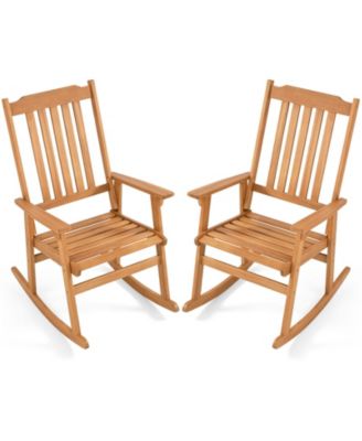 2 Piece Outdoor Rocking Chair with High Back Wide Seat Armrests  Rocker Chair