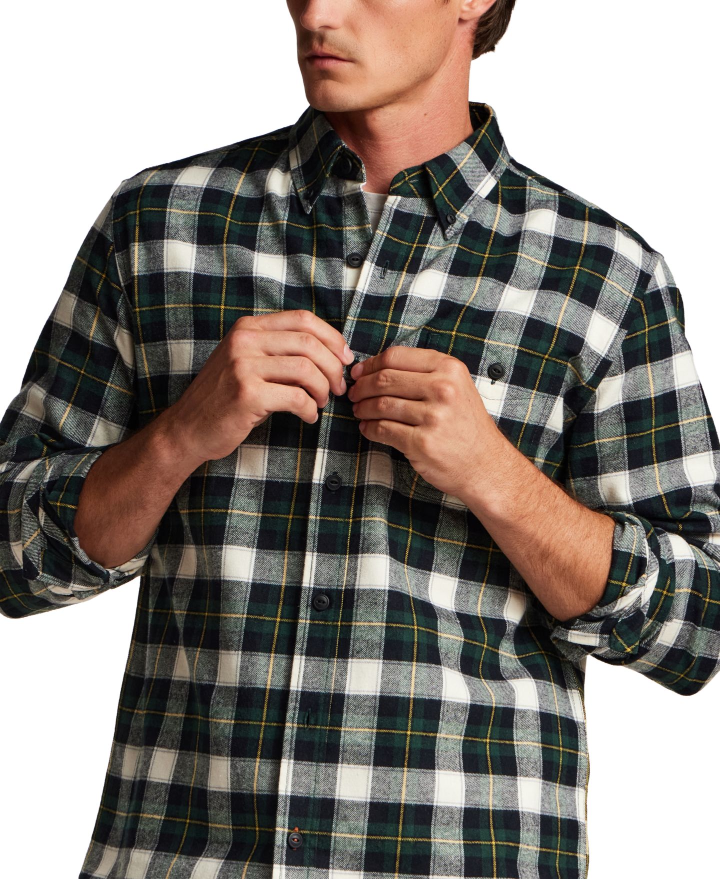 Мужская рубашка Weatherproof Vintage Plaid Flannel Regular-Fit, цвет: Тёмный еловый — фото 3