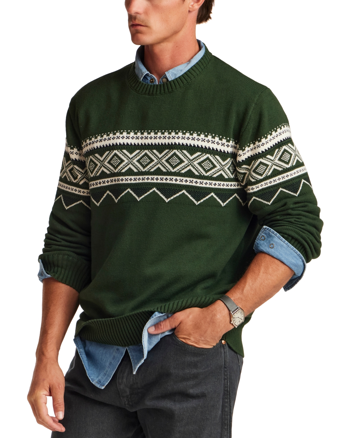 Weatherproof Vintage Men's Fairisle Crewneck Sweater