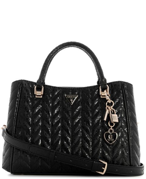 Женская сумка GUESS Stacey Girlfriend Small Satchel Handbag, цвет: Чёрный