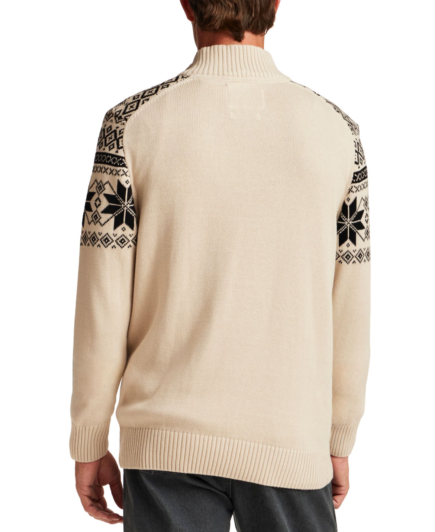Мужской свитер Weatherproof Vintage Snowflake Yoke Quarter-Zip, цвет: Бежевый — фото 5