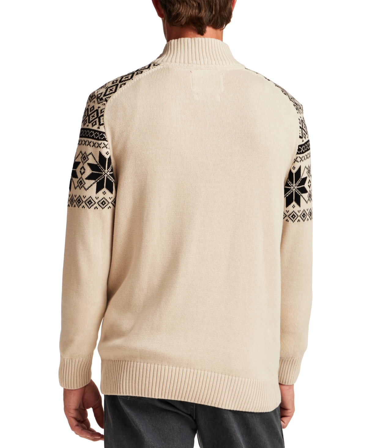 Weatherproof Vintage Men's Snowflake Yoke Quarter-Zip Sweater