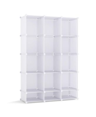Modular Kids Wardrobe Closet with 13 Cubes Hanging Rods and Stackable Shelves