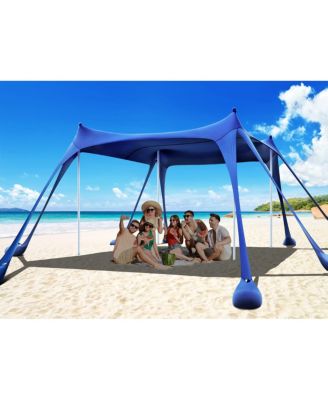 Beach Tent Sun Shelter UPF50+ Sandbags Shovels Pegs Poles Shade 10x10 feet
