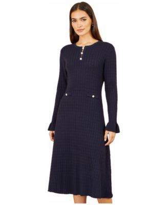 Women's Pointelle-Knit A-Line Midi Dress