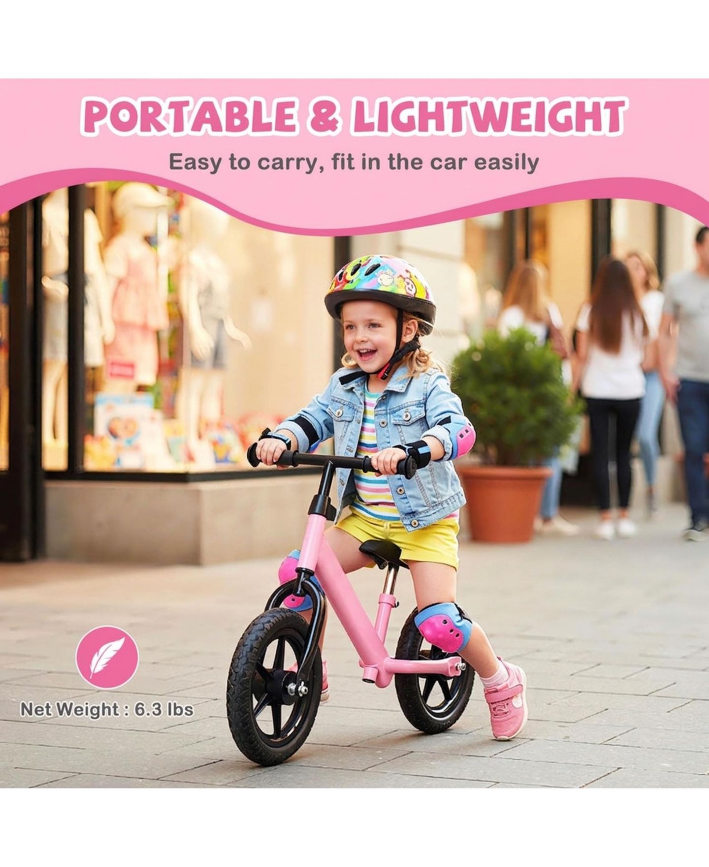 Детская игрушка HONGGE Lightweight Toddler Balance Bike with 11-Inch Foam Tires, цвет: Розовый — фото 7