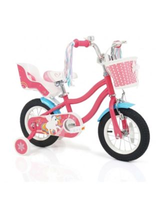 12-Inch Girls' Bike with Doll Seat, Front Basket and Training Wheels, Ages 3-4