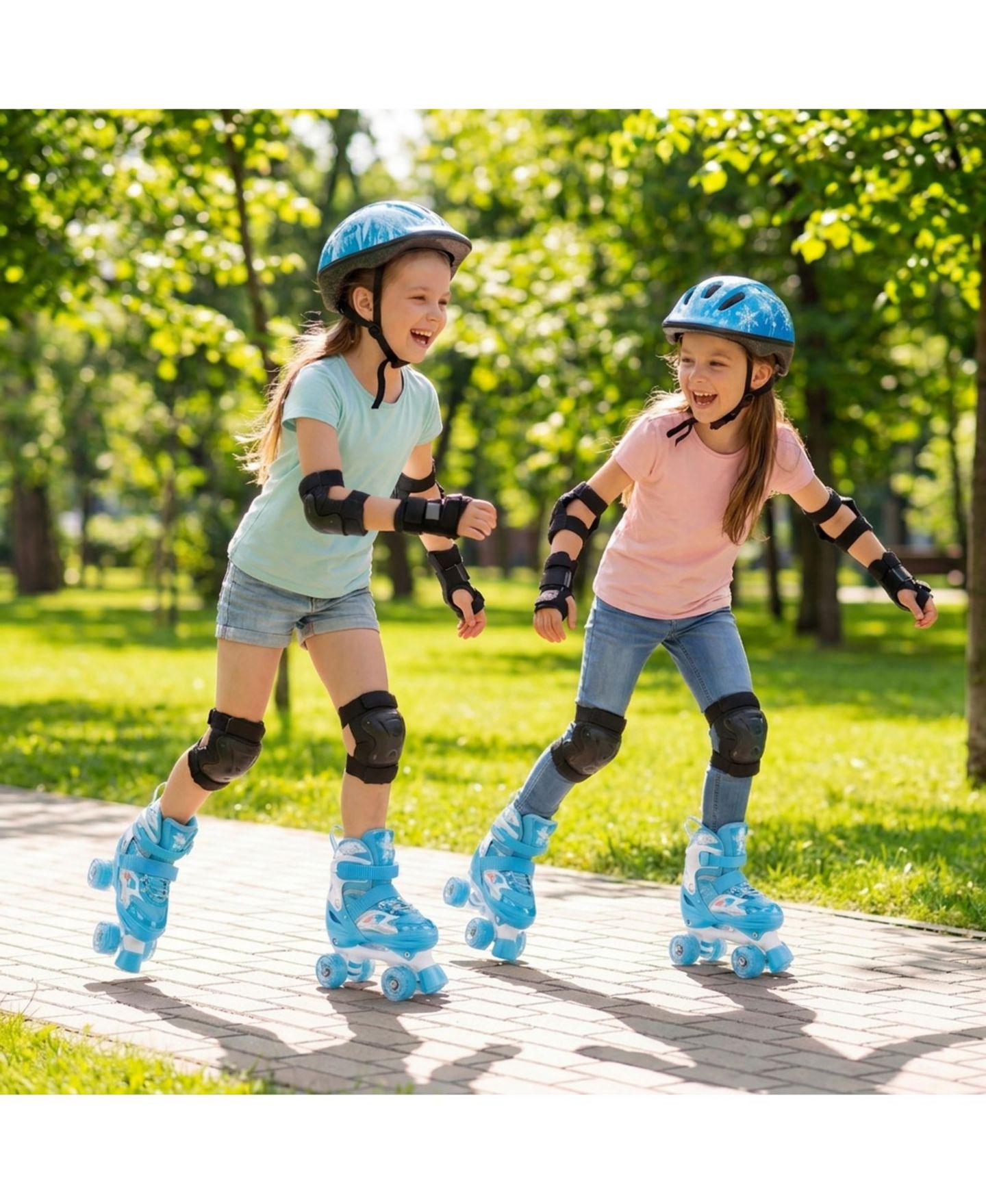 Детские игрушки HONGGE Kids Quad Roller Skates with Light-Up Wheels and Safety Straps, цвет: Тёмно-синий — фото 9