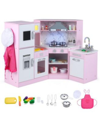 Kids Corner Play Kitchen Playset with Sensor Faucet and Sound Lights Ages 3