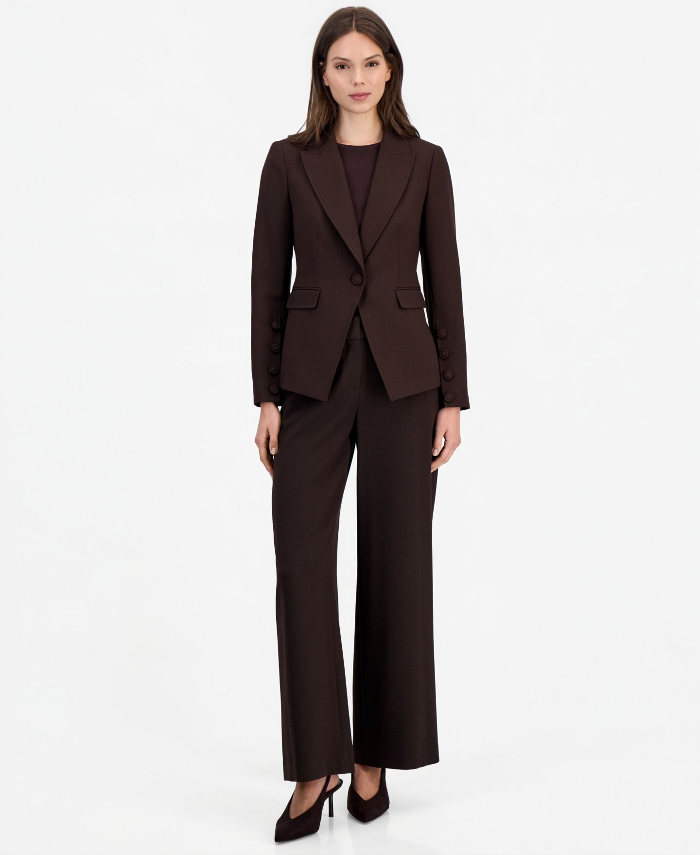 Женские комплекты Tahari ASL Single-Button Blazer, Short-Sleeve Sweater & Wide Leg Pants, цвет: Co — фото 3