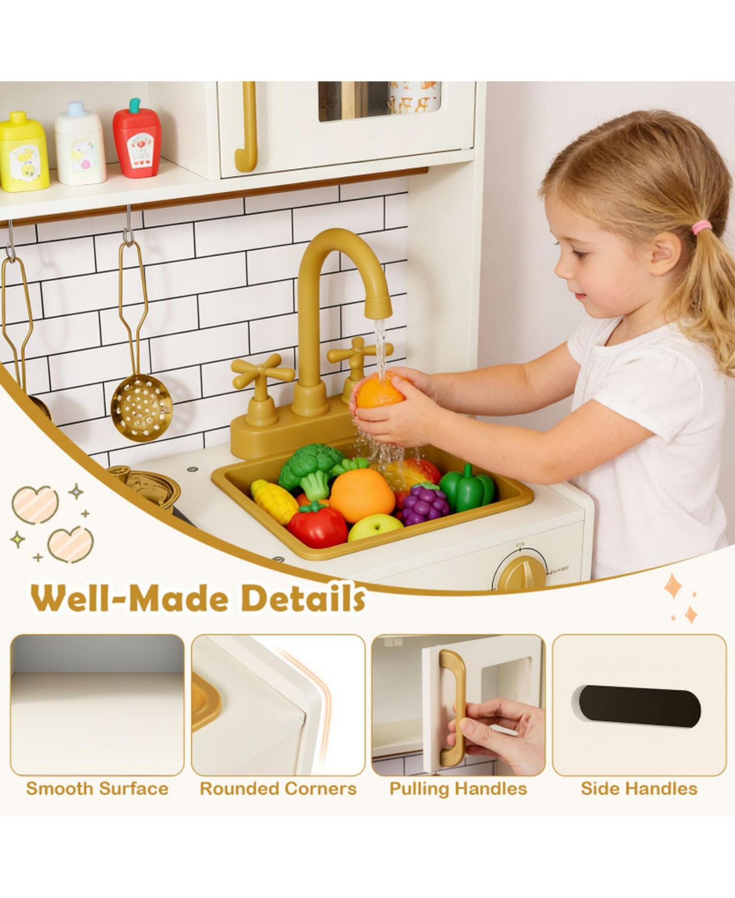 Детский игровой набор HONGGE Sound-and-Light Stoves Water Dispenser 11-Piece Playset, Ages 3+, цвет: Натуральный — фото 4