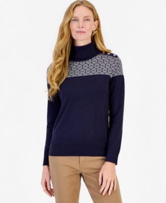 Women's Fair Isle Colorblock Turtleneck Sweater