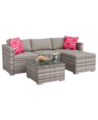 Adult 5 Piece Patio Furniture Set- PE Rattan Sectional Sofa- Outdoor Conversation Seating
