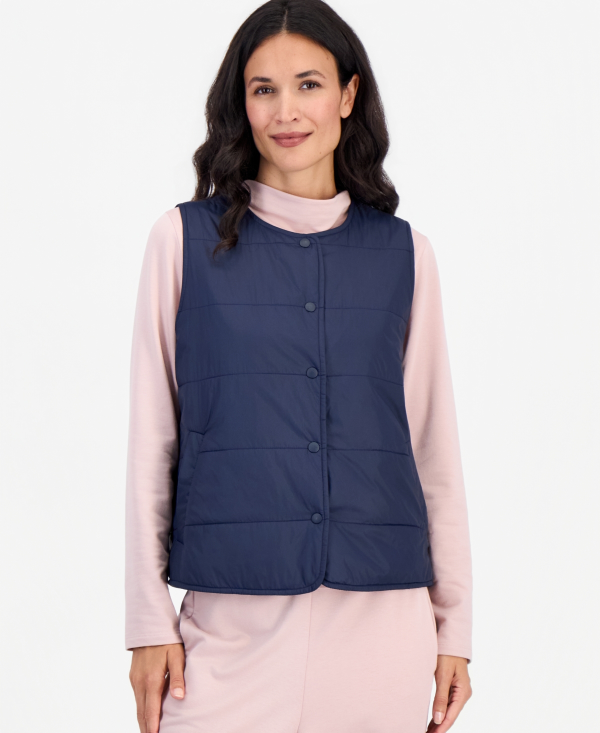 Eileen Fisher Women's Quilted Sleeveless Vest - Martime