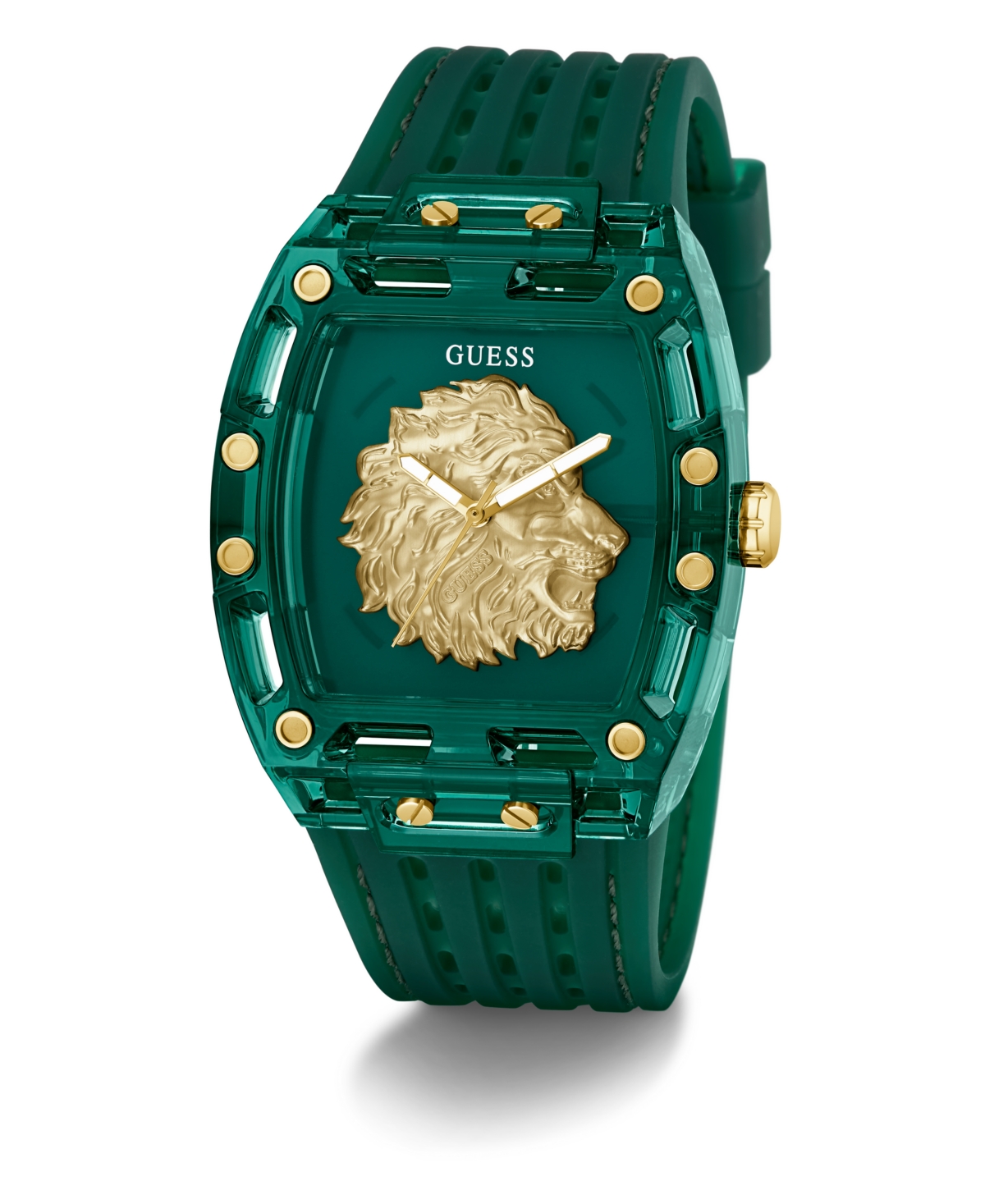 Guess Men's Quartz Green Silicone Watch 42mm
