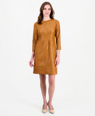 knee length pleated dress Anne Klein Women's Waist Sheath Knee-Length 3/4 Sleeve pleated dress zara