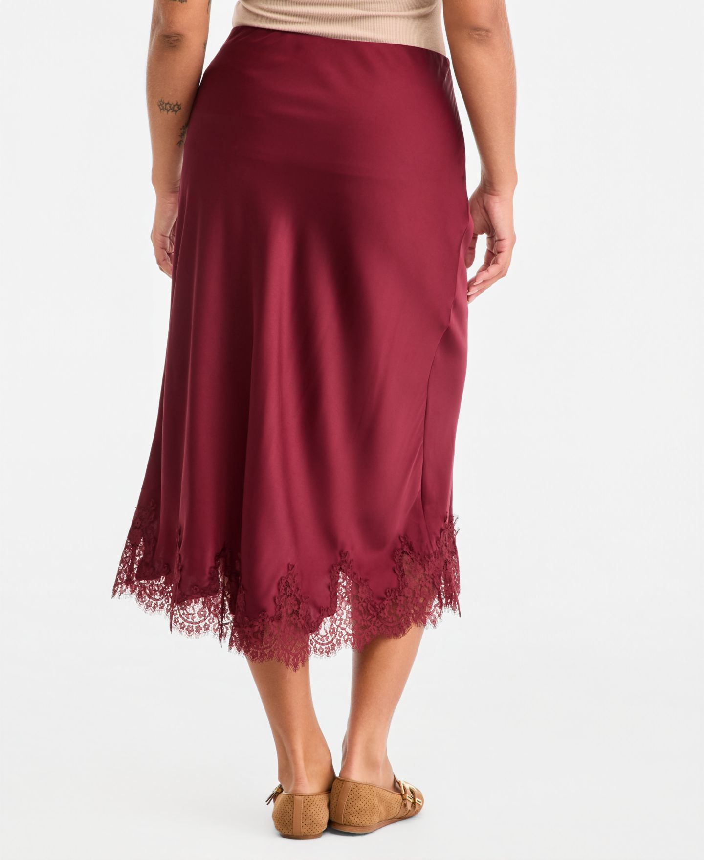 Женская юбка On 34th High-Waisted Midi Lace-Trim, цвет: Тёмный ржавый — фото 2