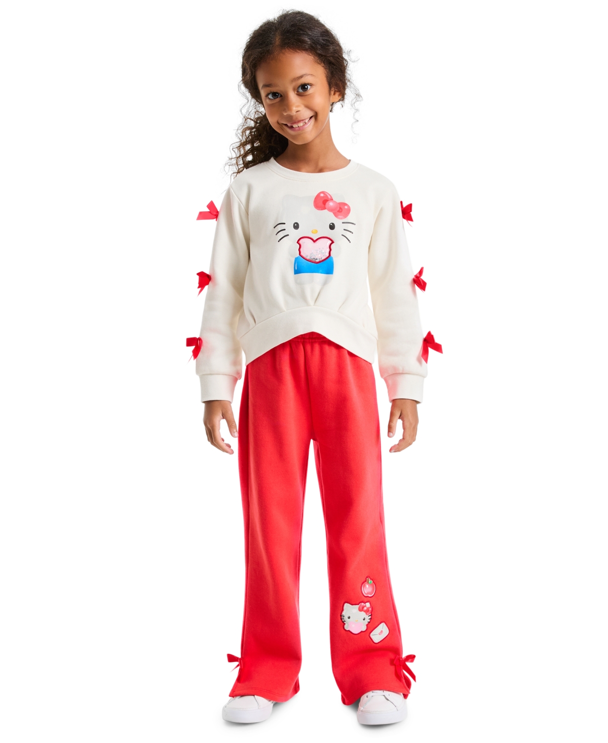 Hello Kitty Toddler & Little Girls' 2T-6X Ribbon Bow Sweatshirt and Sweatpants, 2-Piece Set, Macy's Exclusive - White