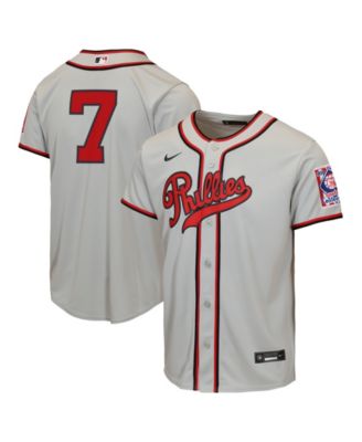 Big Boys and Girls Trea Turner Gray Philadelphia Phillies 2026 Field of Dreams Replica Jersey