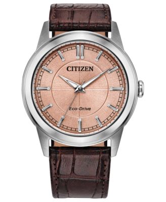 Men's Rolan Brown Leather Strap Watch 41mm