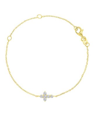 14k Gold Over Sterling Silver Cubic Zirconia Cross Bracelet 