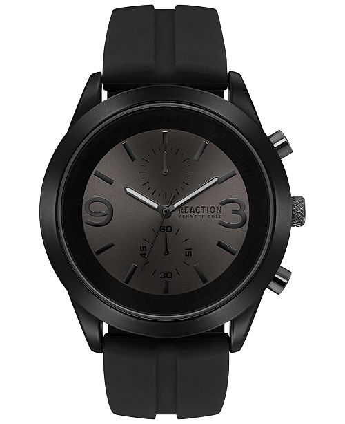 Kenneth Cole Reaction Men S Chronograph Black Silicone Strap Watch 47mm 10030939 Reviews Watches Jewelry Watches Macy S