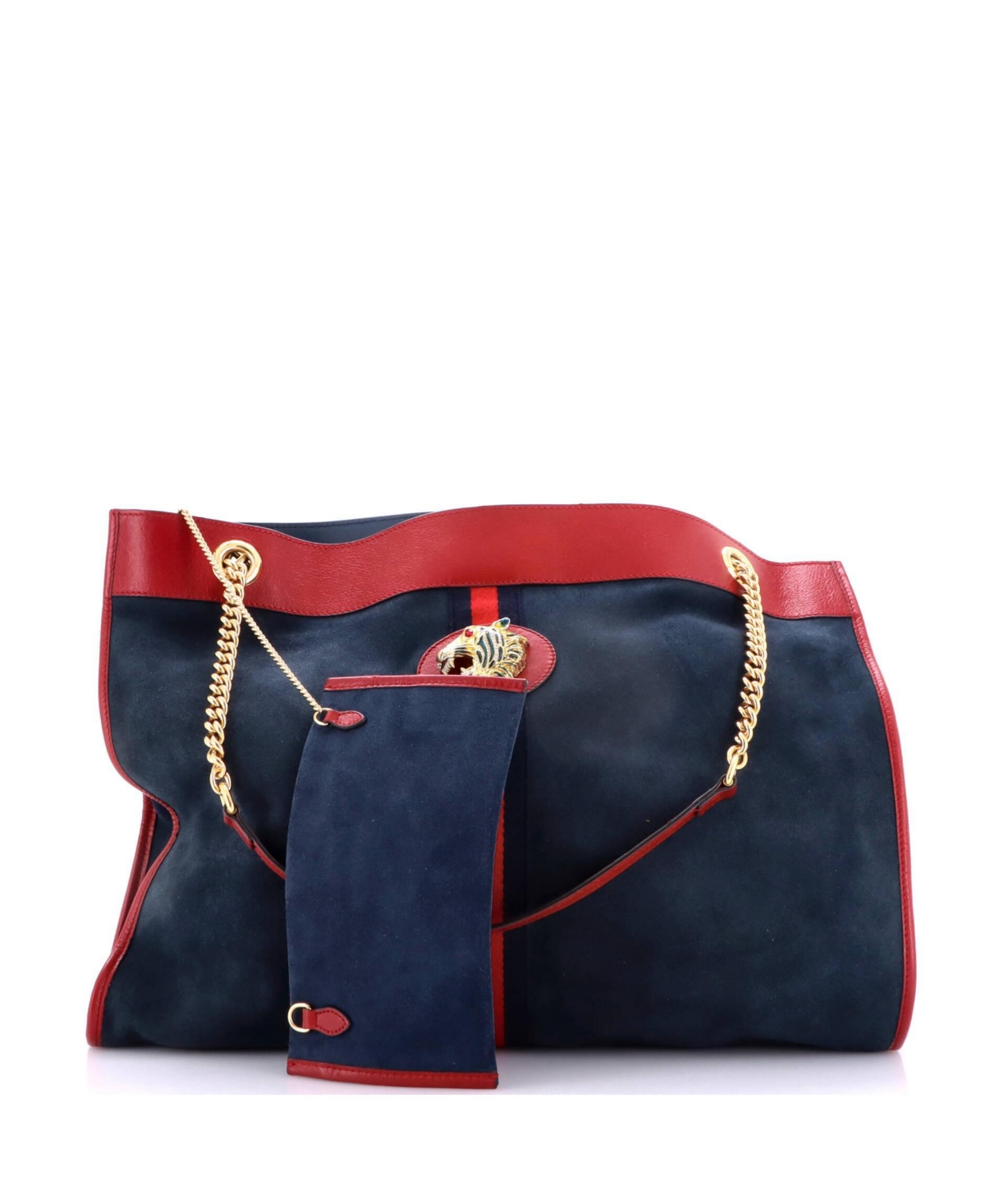 Pre-Owned Gucci Large Rajah Chain Tote Suede