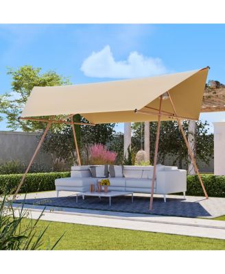 Hexagonal Shade Outdoor Sail Canopy, Patio UV Block Sun Shade Tent with Poles
