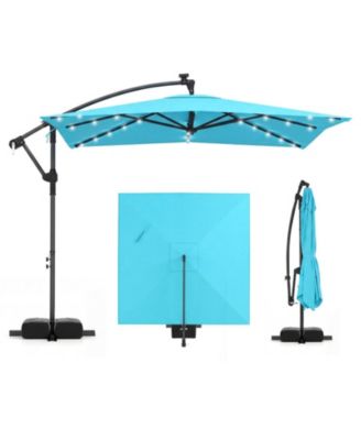 8 x 8 Feet Square Solar LED Offset Cantilever Patio Umbrella