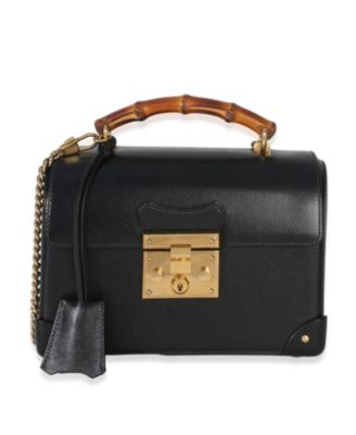 Black Azalea Calfskin Small Padlock Bamboo Shoulder Bag