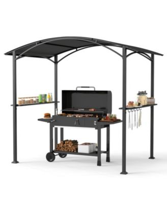 Outdoor Grill Gazebo BBQ Canopy with Metal Frame and Shelves