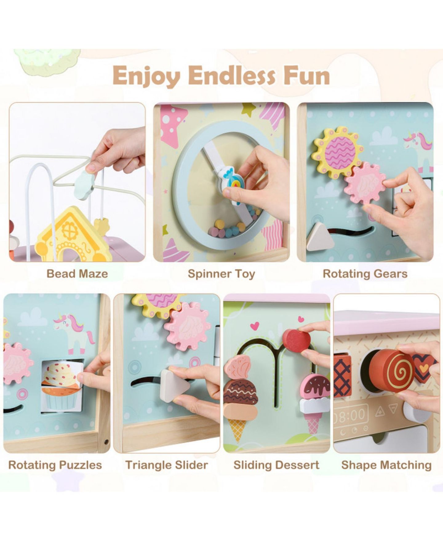 Детская игрушка SUGIFT Wooden Montessori Activity Cube Sensory Toy for Toddlers 18+ Months, цвет: Open Miscellaneous — фото 8