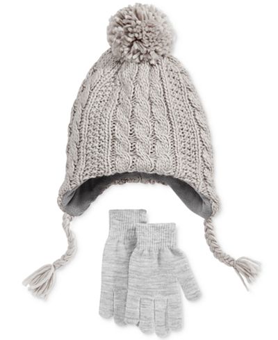 Berkshire Boys' 2-Pc. Cable-Knit Pom-Pom Hat & Gloves Set