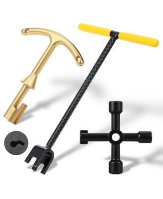 Water Meter Key Steel Wrench T-Handle 4-Way Valve Tool