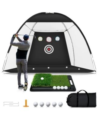 Golf Practice Net With Mat For Chipping Swing Driving Indoor Outdoor Gifts Golfers 10x7feet