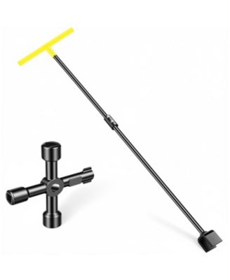 Water Meter Key and 4-Way Utility Key T-Handle Valve Tool