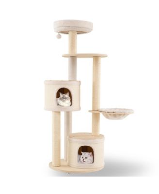 Wooden Kitten Tower with Sisal Scratching Posts and 2 Condos