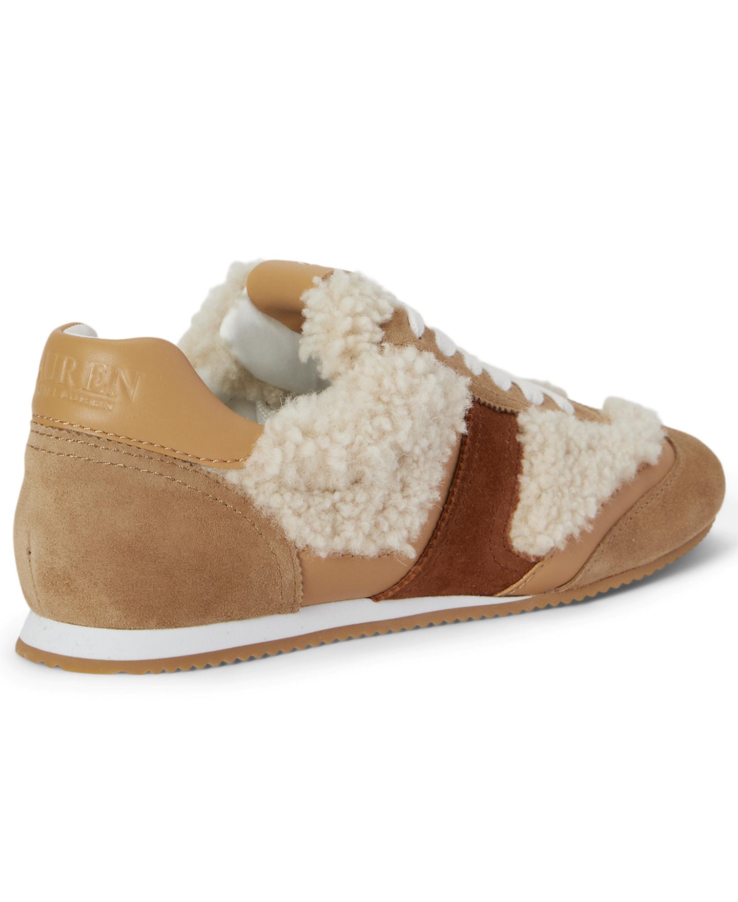 Женские кроссовки Lauren Ralph Lauren Dani Low Profile Shearling, цвет: Натуральный / Верблюжий — фото 3