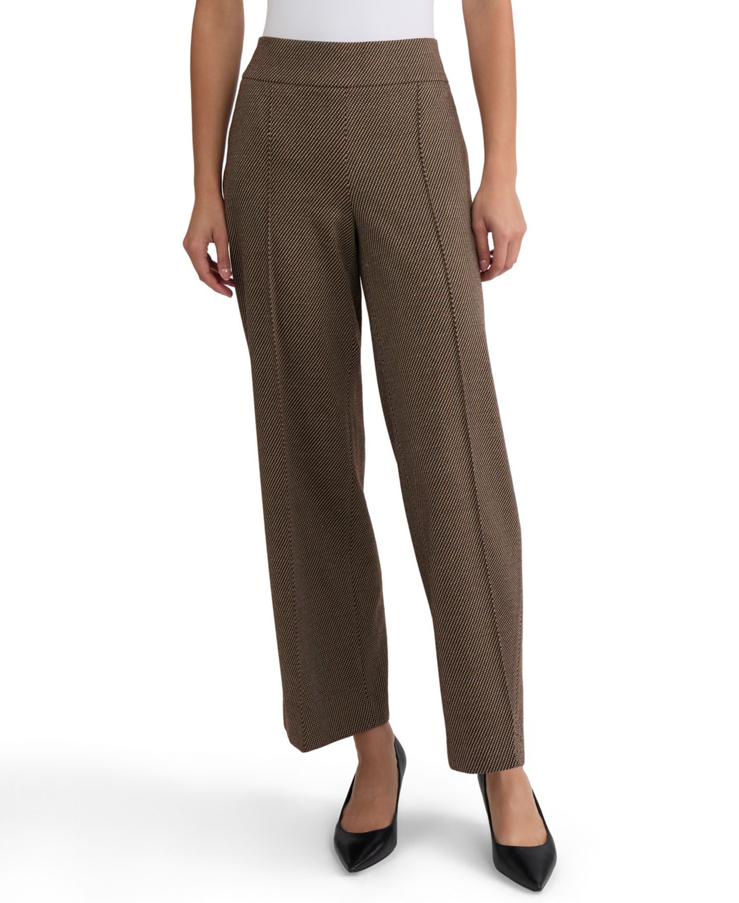 Женские брюки Jones New York Pintuck Wide-Leg Pull-On Ponte, цвет: Натуральный верблюжий разноцветный — фото 1